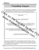 friendship cinquain worksheet