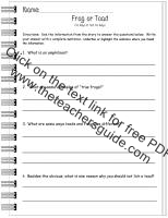 frog and toad worksheet