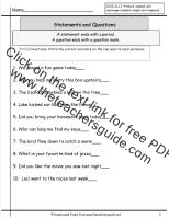statement or question worksheet
