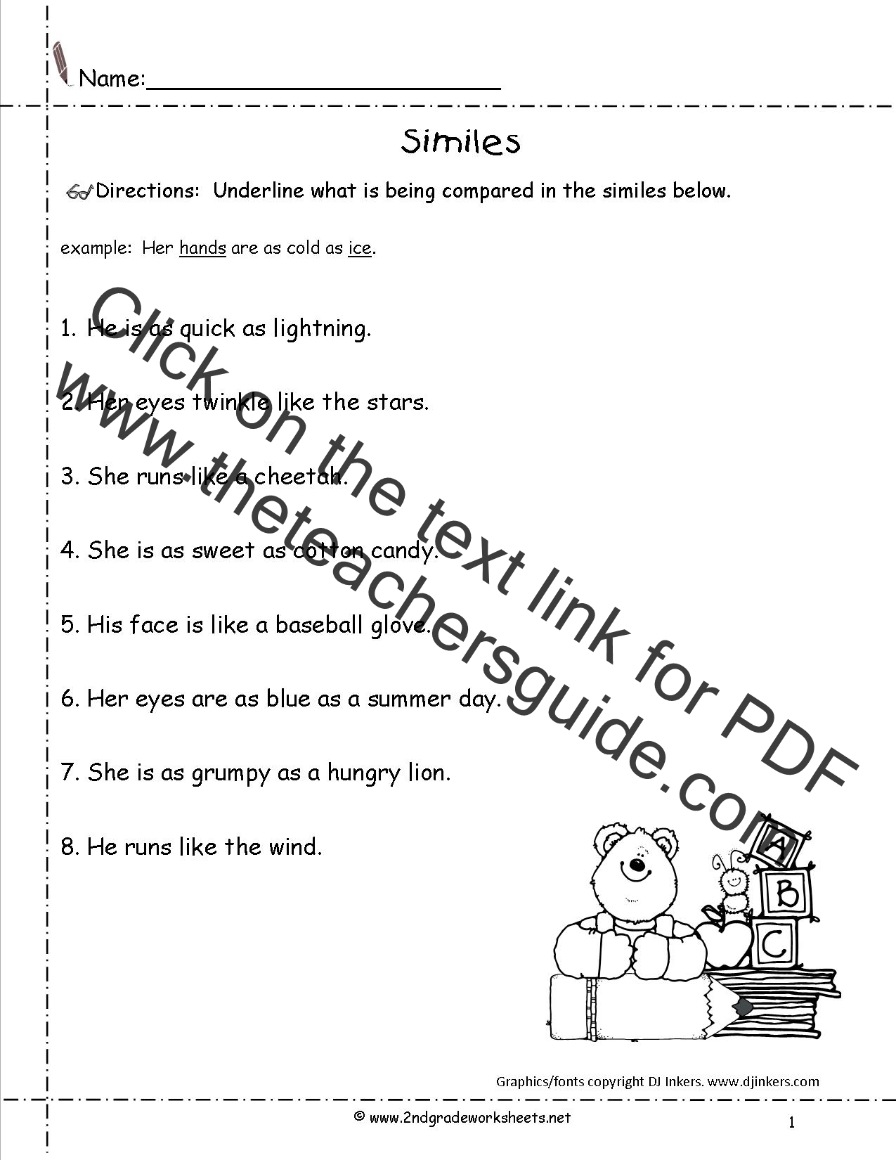 Free simile worksheets grade 3