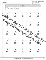 sums of eight and nine worksheet