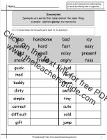 synonyms worksheet