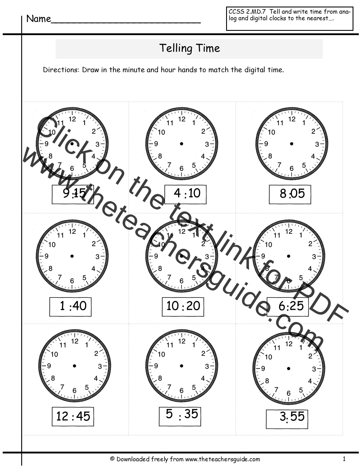 worksheet to  minute telling Time nearest Telling Minutes time the  Worksheets, Time Nearest  Telling Five