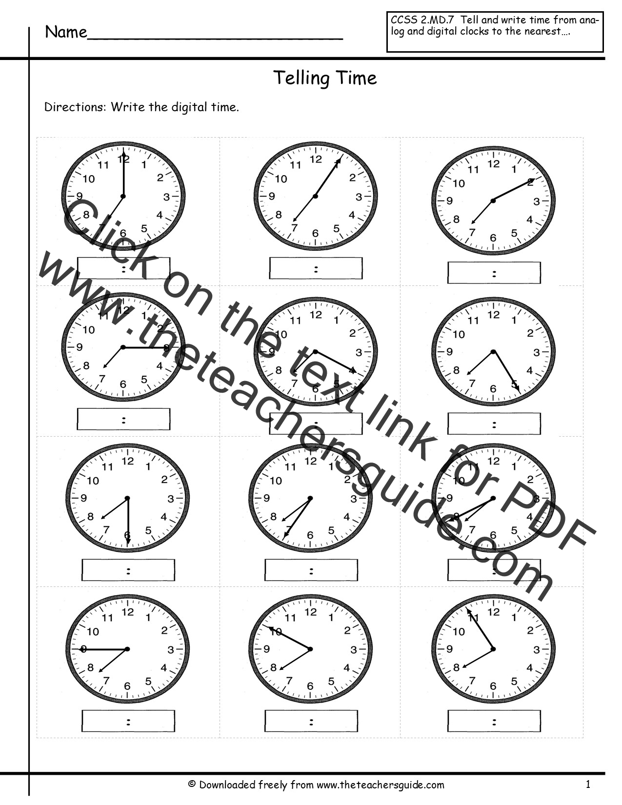 Telling Time Worksheets From The Teacher s Guide