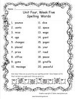 third grade wonders unit four week five spelling words