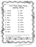 mcgrawhill wonders third grade unit three week three spelling words
