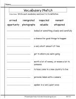 mcgraw hill wonders third grade unit two week two vocabulary words matching