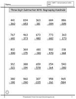 three digit subtraction with regrouping worksheet