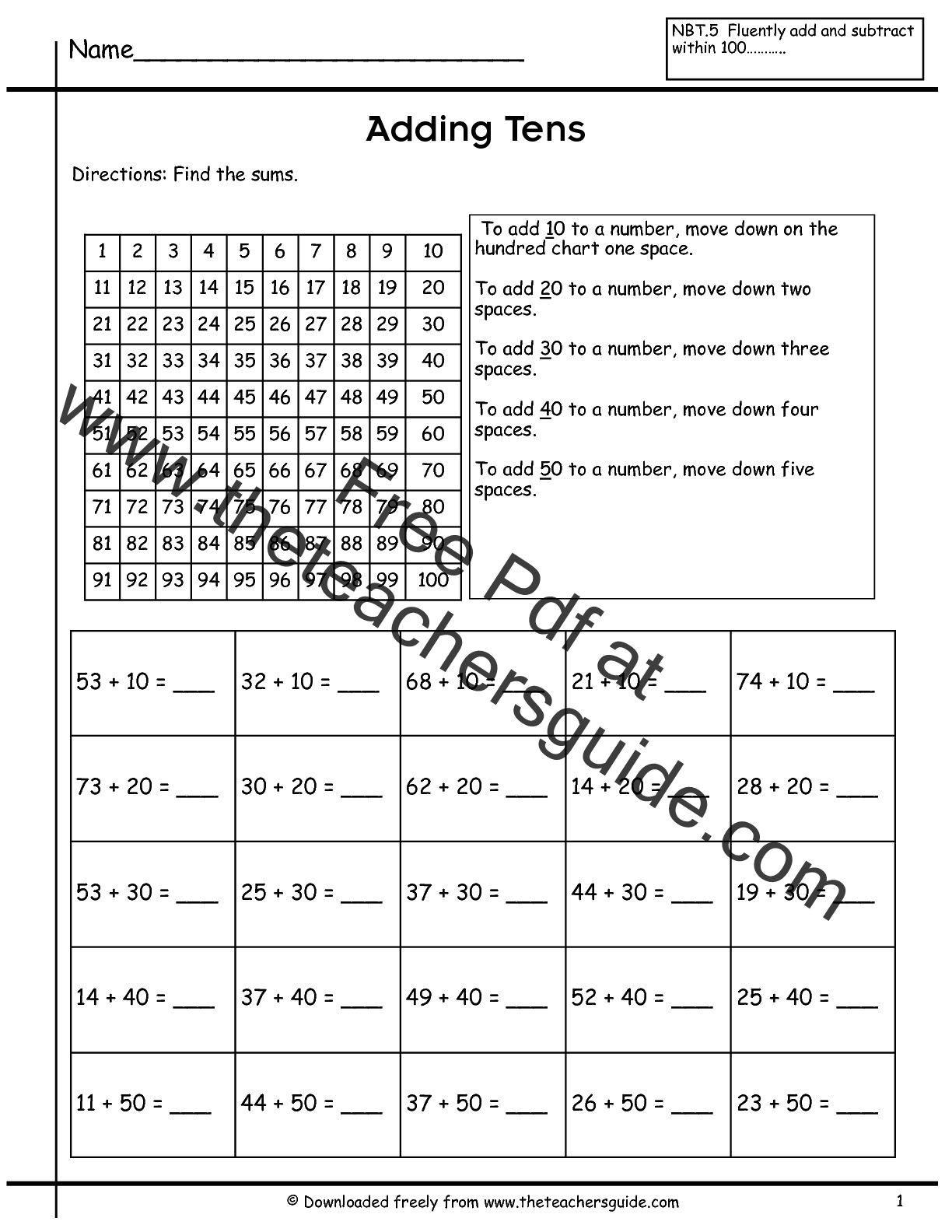 Two Digit Addition Worksheets from The Teacher's Guide