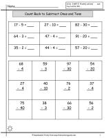 count back subtract ones and tens worksheet