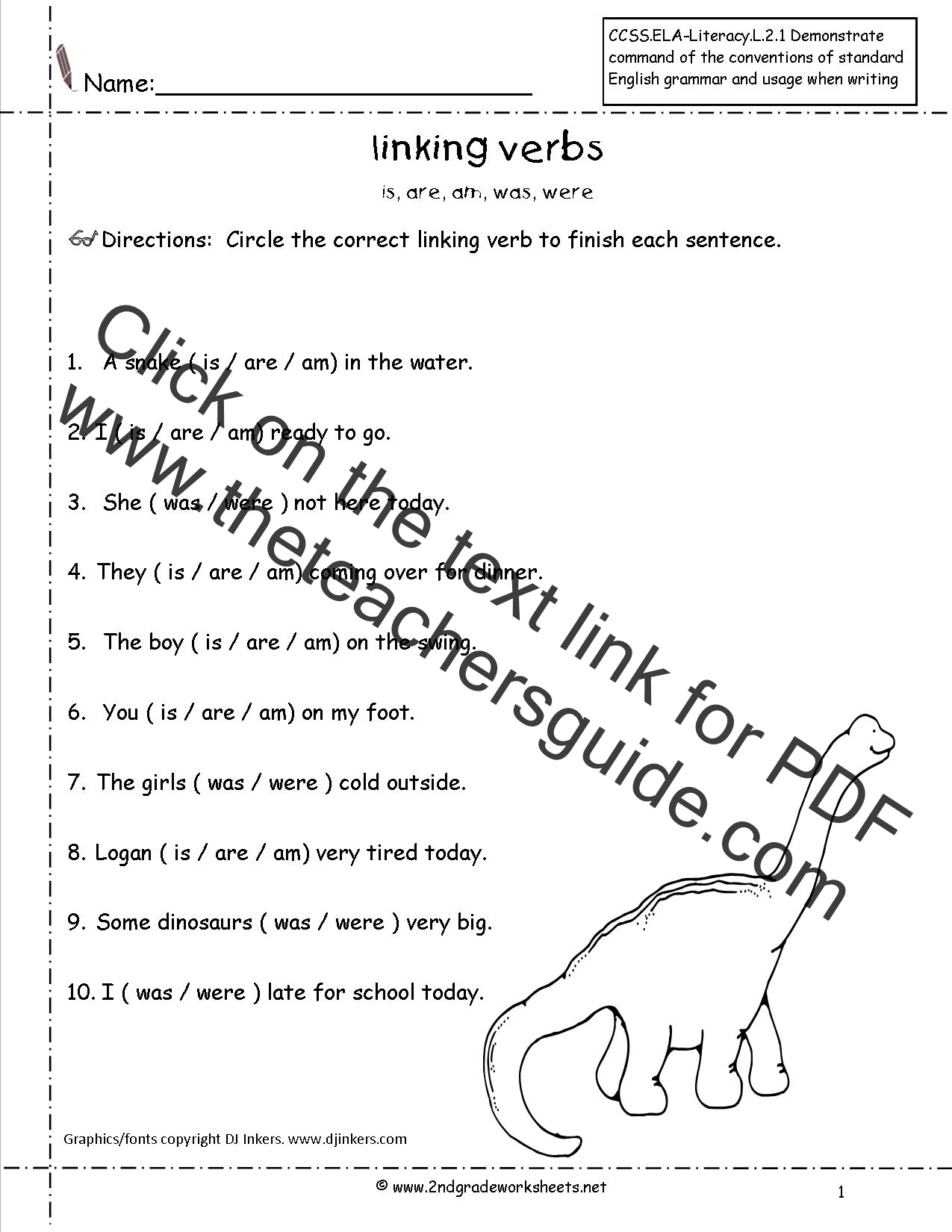 Verb Worksheet 2nd Grade