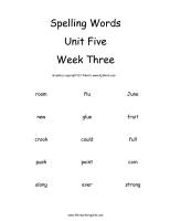 wonders unit five week three printout spelling words cards