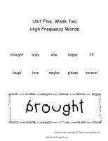 wonders unit five week two printout high frequency words 
