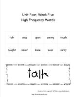 wonders unit four week five printout high frequency words cards