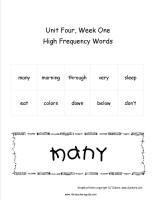 wonders unit four week one high frequency words cards