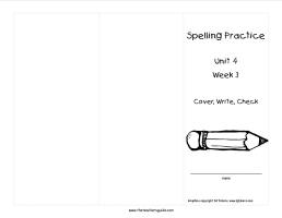 wonders unit four week three printout spelling words cover copy write