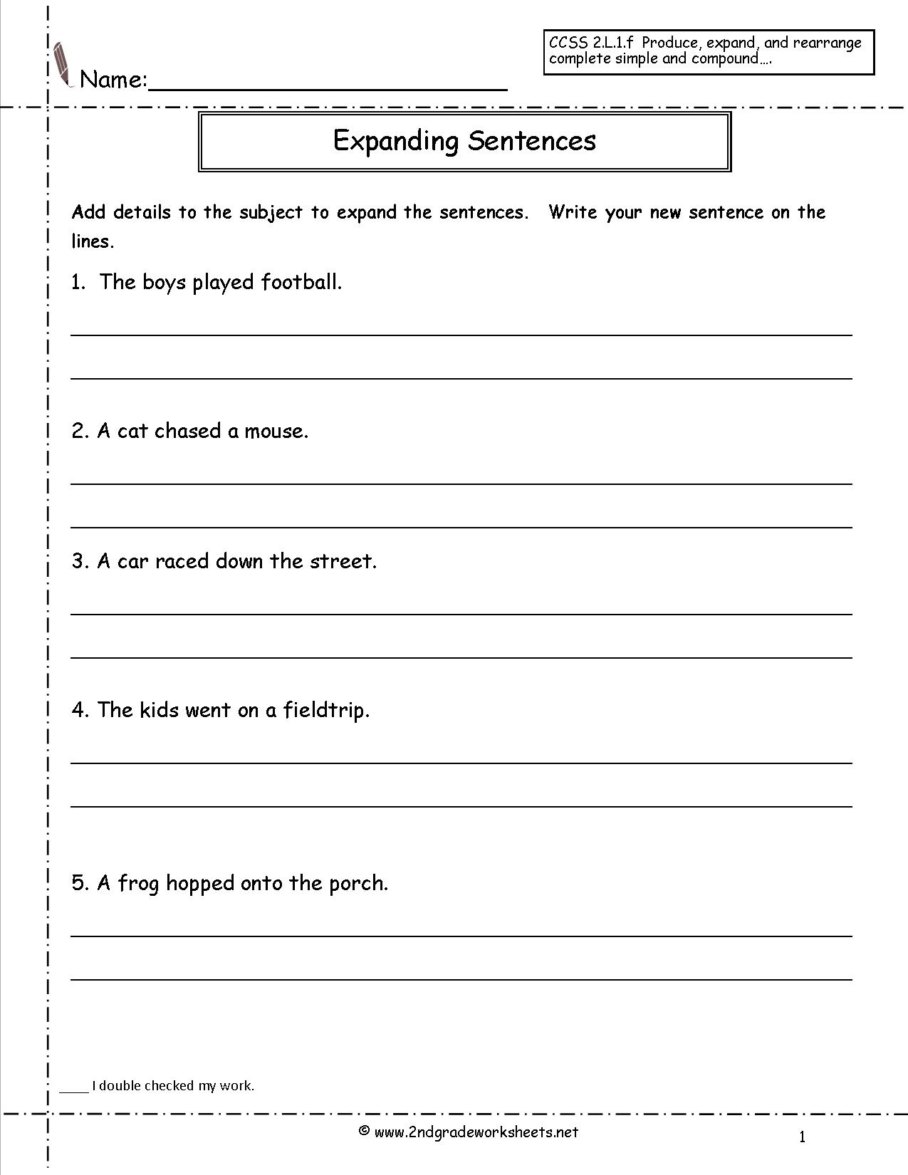 Worksheets For Sentence Expansion
