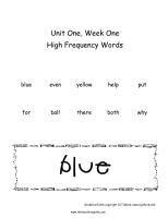 wonders unit one week one high frequency words cards