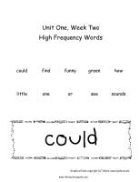 wonders unit one week two high frequency words printout