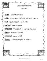 wonders unit one week two vocabulary words printout