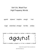 second grade wonders unit six week four printout high frequency words cards