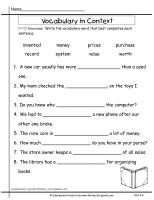 second grade wonders unit six week four printout vocabulary context
