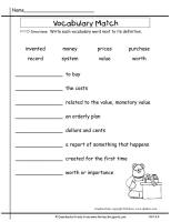 second grade wonders unit six week four printout vocabulary matching