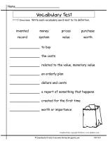 second grade wonders unit six week four printout vocabulary test