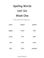 second grade wonders unit six week one printouts spelling words cards