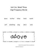 second grade wonders unit six week three printout high frequency words cards