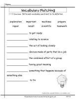 second grade wonders unit six week three printout vocabulary matching