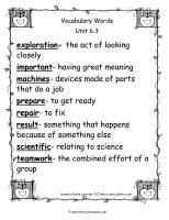 second grade wonders unit six week three printout vocabulary words