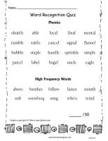 second grade wonders unit six week three printout word quiz