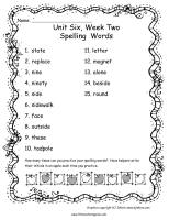 second grade wonders unit six week two printouts spelling words