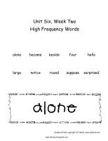 second grade wonders unit six week two printouts high frequency words cards