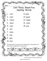 second grade wonders unit three week five spelling words