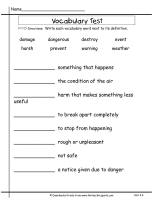 second grade wonders unit three week four vocabulary test