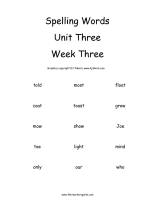 second grade wonders unit three week three spelling words cards
