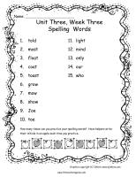 second grade wonders unit three week three spelling words