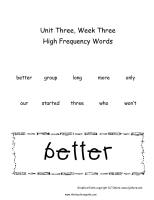 second grade wonders unit three week three high frequency words