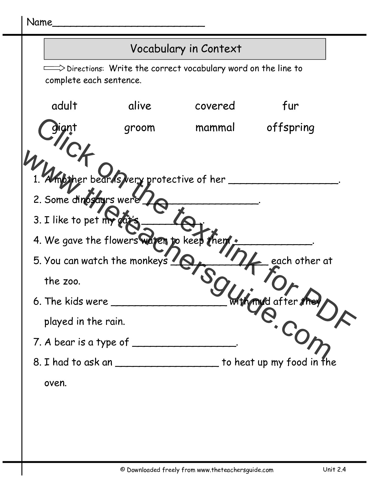 vocabulary worksheets for 2nd grade pdf