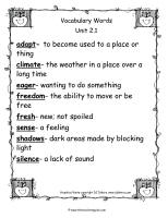 wonders unit two week one vocabulary words