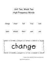 wonders unit two week two high frequency words printout