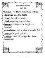 wonders unit two week two vocabulary words printout