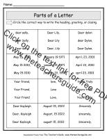 parts of a friendly letter worksheet