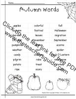 autumn word list printout