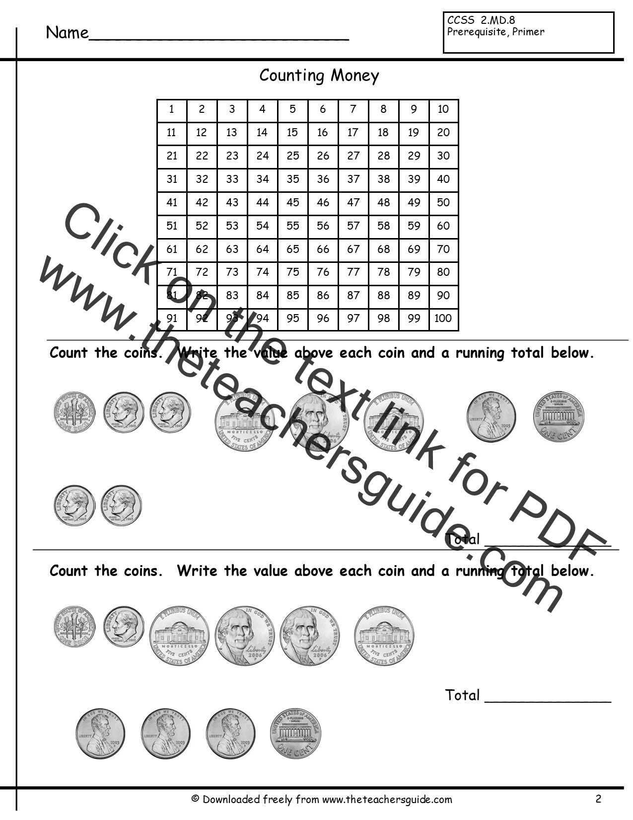 Counting Coins Worksheets From The Teacher S Guide 2nd Grade Math Worksheets Free Math Worksheets Money Math Worksheets