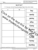 wonders first grade unit four week five printout spelling word sort