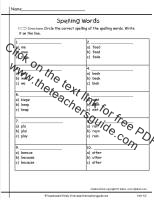 wonders first grade unit four week two printout spelling words practice