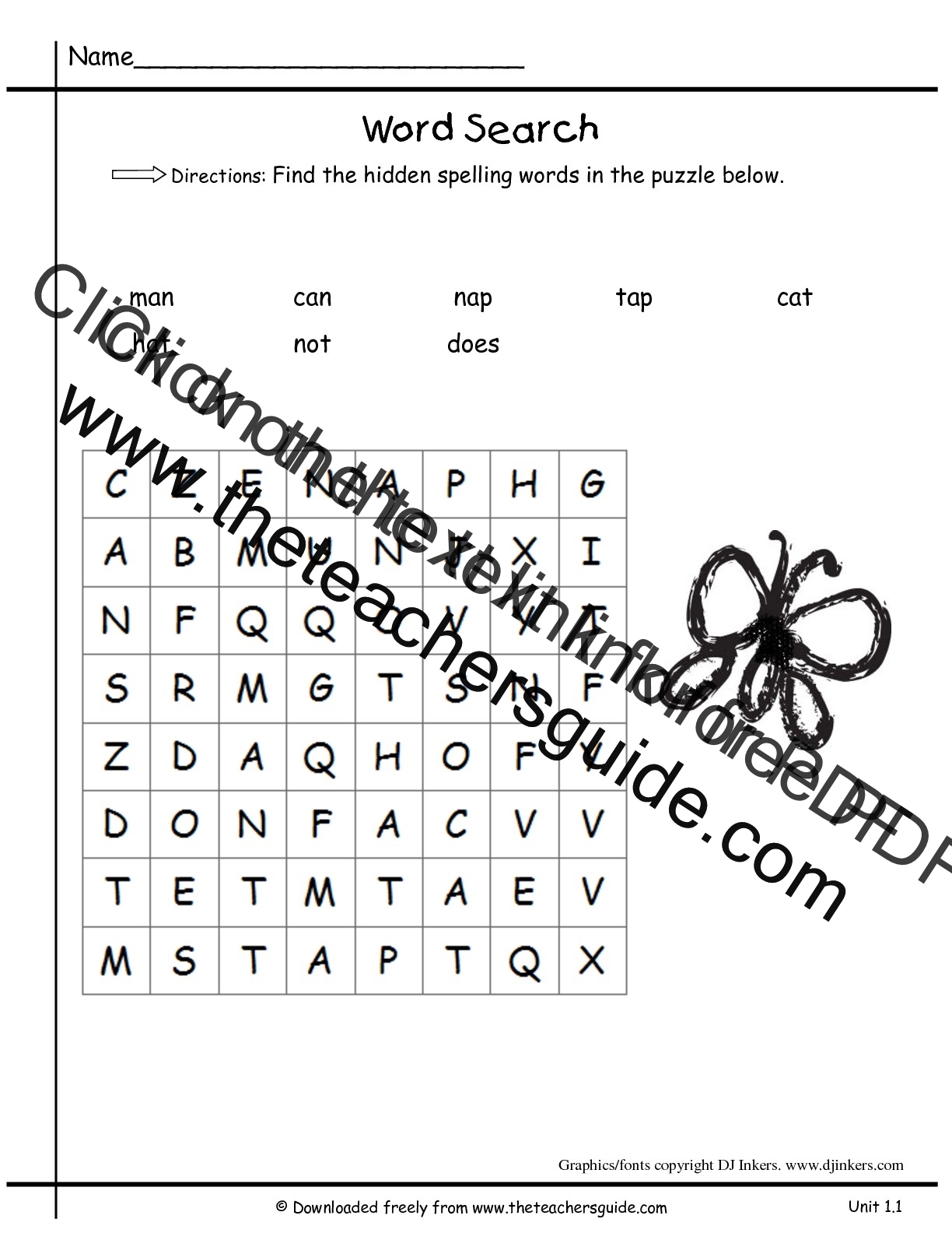 1st grade word search printable
